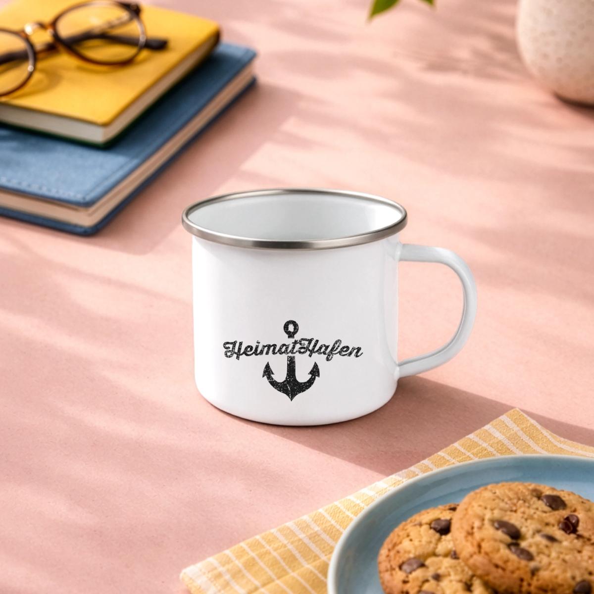 Der Restless HeimatHafen - Der Anker – Emaille-Tasse